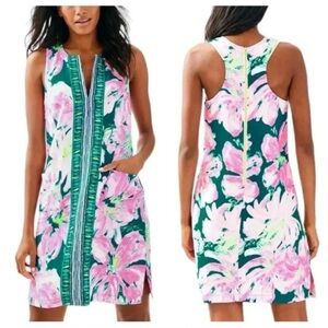 New Lilly Pulitzer Carlotta Stretch Shift Tidal Wave Pans Garden Short Dress
